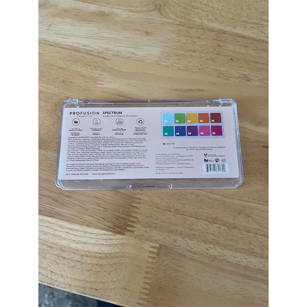 Profusion Cosmetics Spectrum 10 Shade Matte Rainbow Eyeshadow Palette